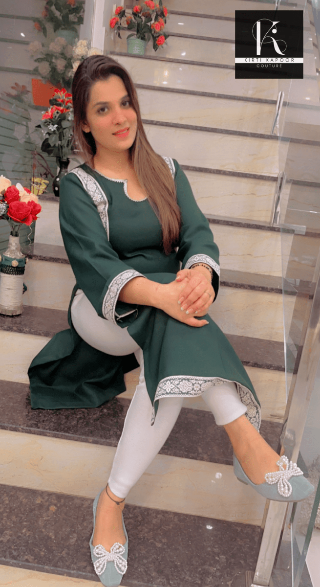 Green Pashmina Kurti - Kirti Kapoor Couture