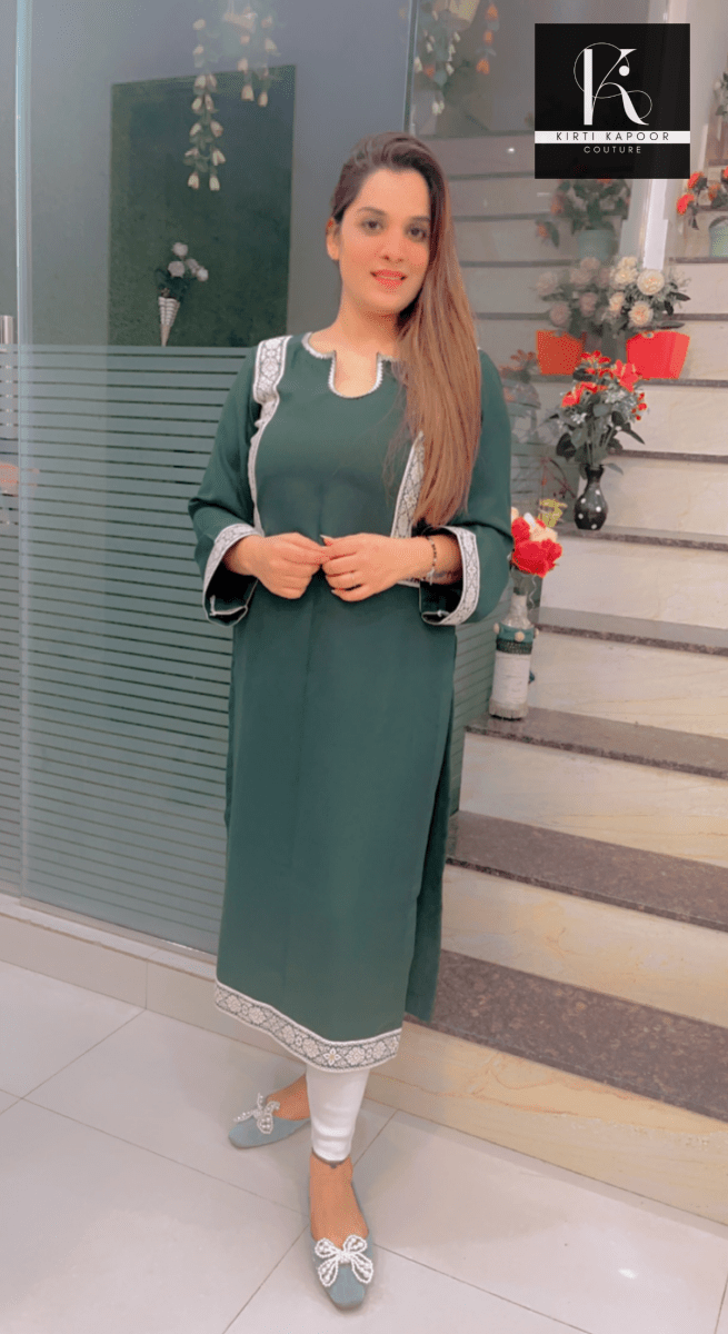 Green Pashmina Kurti - Kirti Kapoor Couture