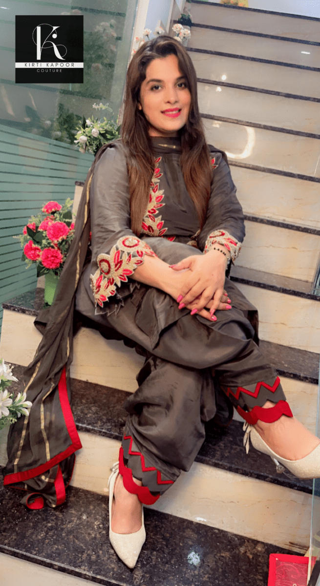 Grey Hand - Embroidered Salwar Suit - Kirti Kapoor Couture