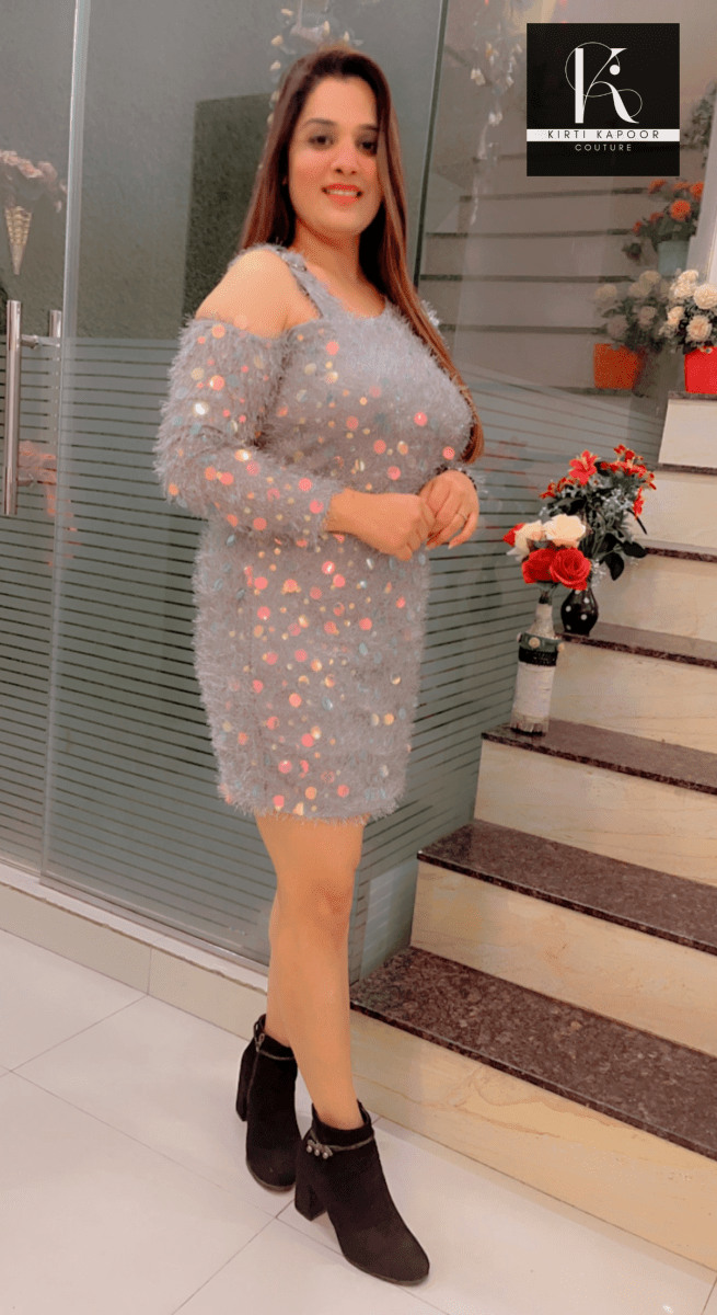 Grey Stylish Tunic for Winter Parties - Kirti Kapoor Couture