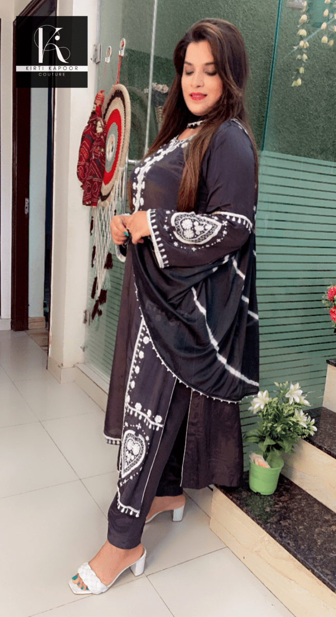Greyish - Black Hand - Embroidered Suit - Kirti Kapoor Couture