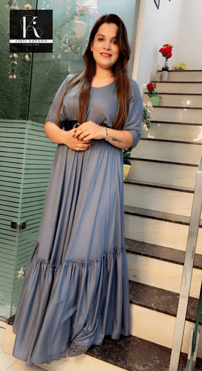 Greyish - Blue Frock Suit - Kirti Kapoor Couture