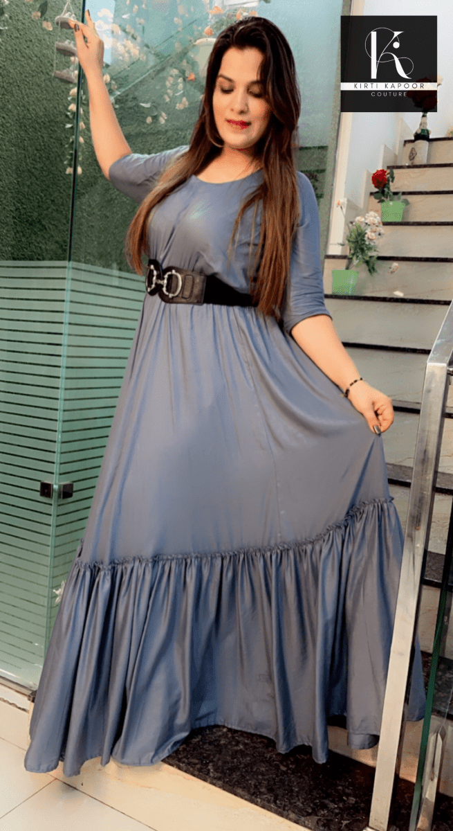 Greyish - Blue Frock Suit - Kirti Kapoor Couture