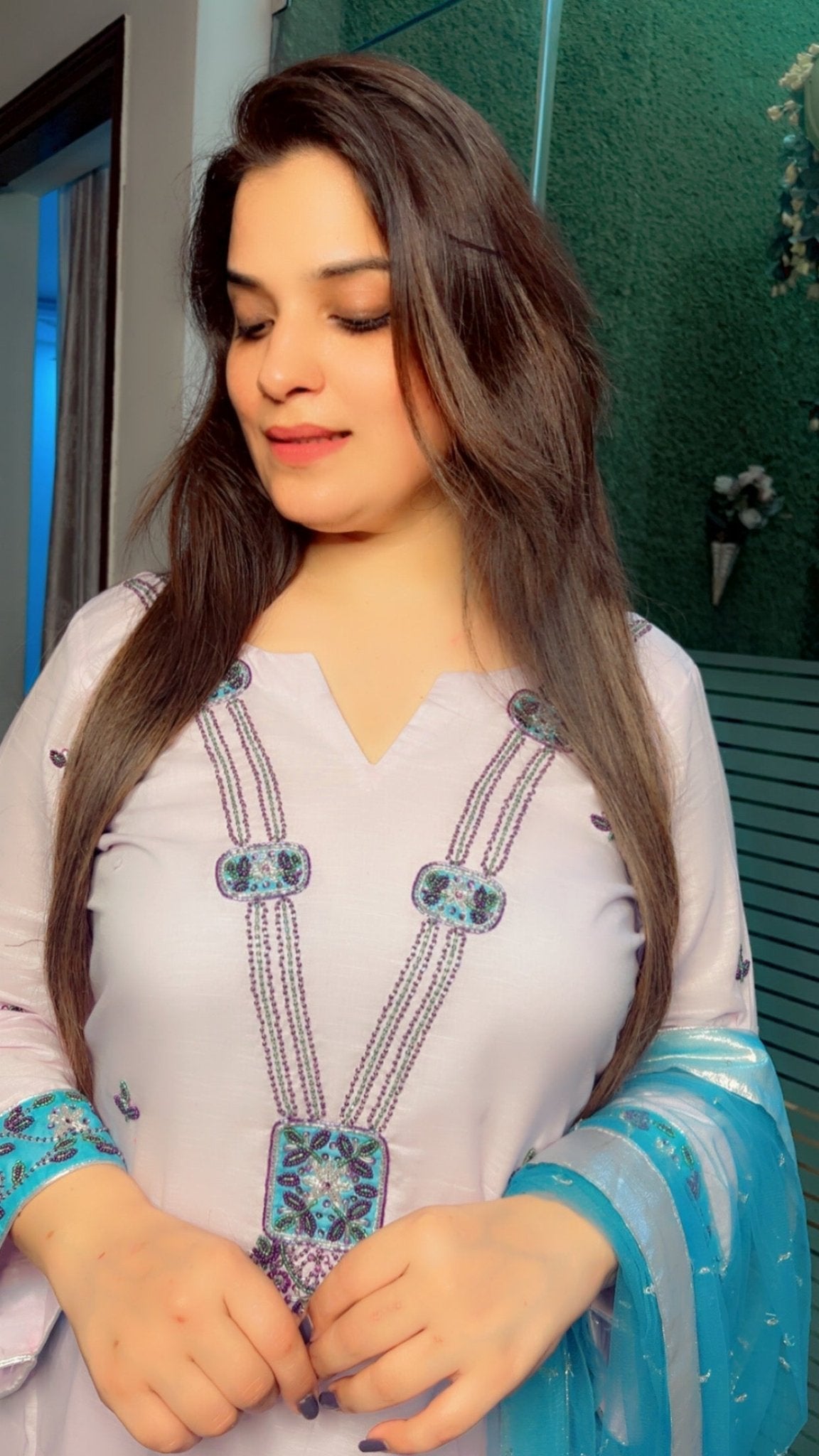 Hand - Embroidered Linen Suit - Kirti Kapoor Couture