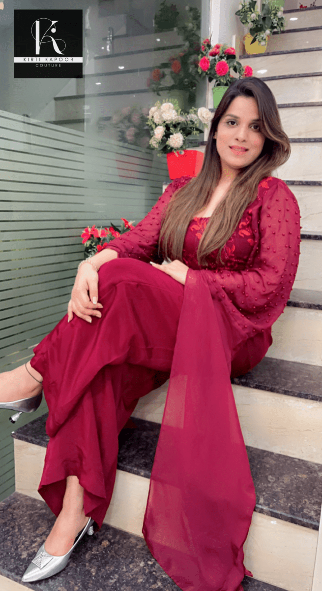 Hand Embroidered Top with Pant - Kirti Kapoor Couture