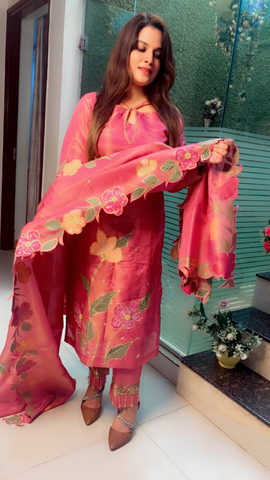 Hand Painted Partywear Suit - Kirti Kapoor Couture