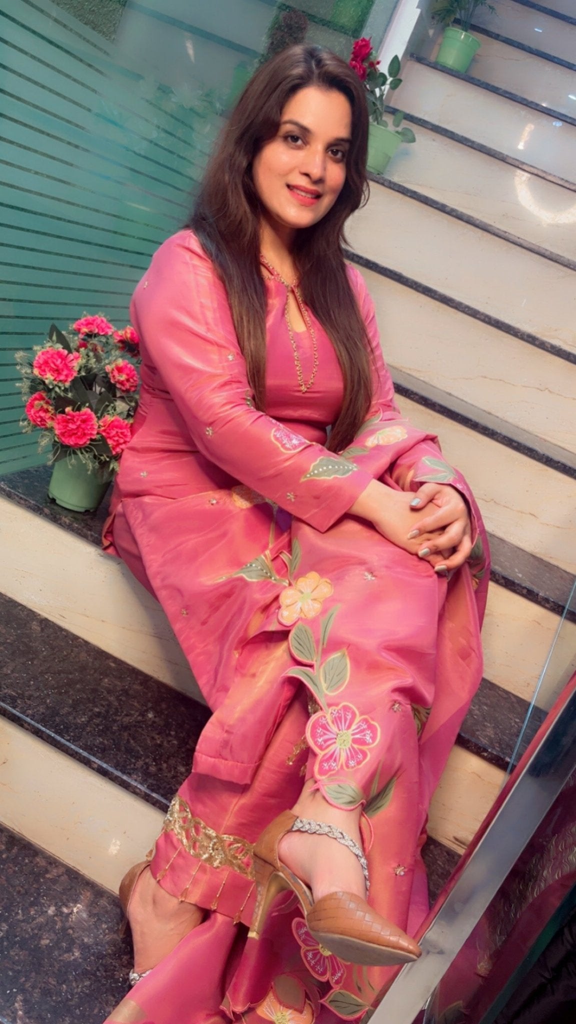 Hand Painted Partywear Suit - Kirti Kapoor Couture