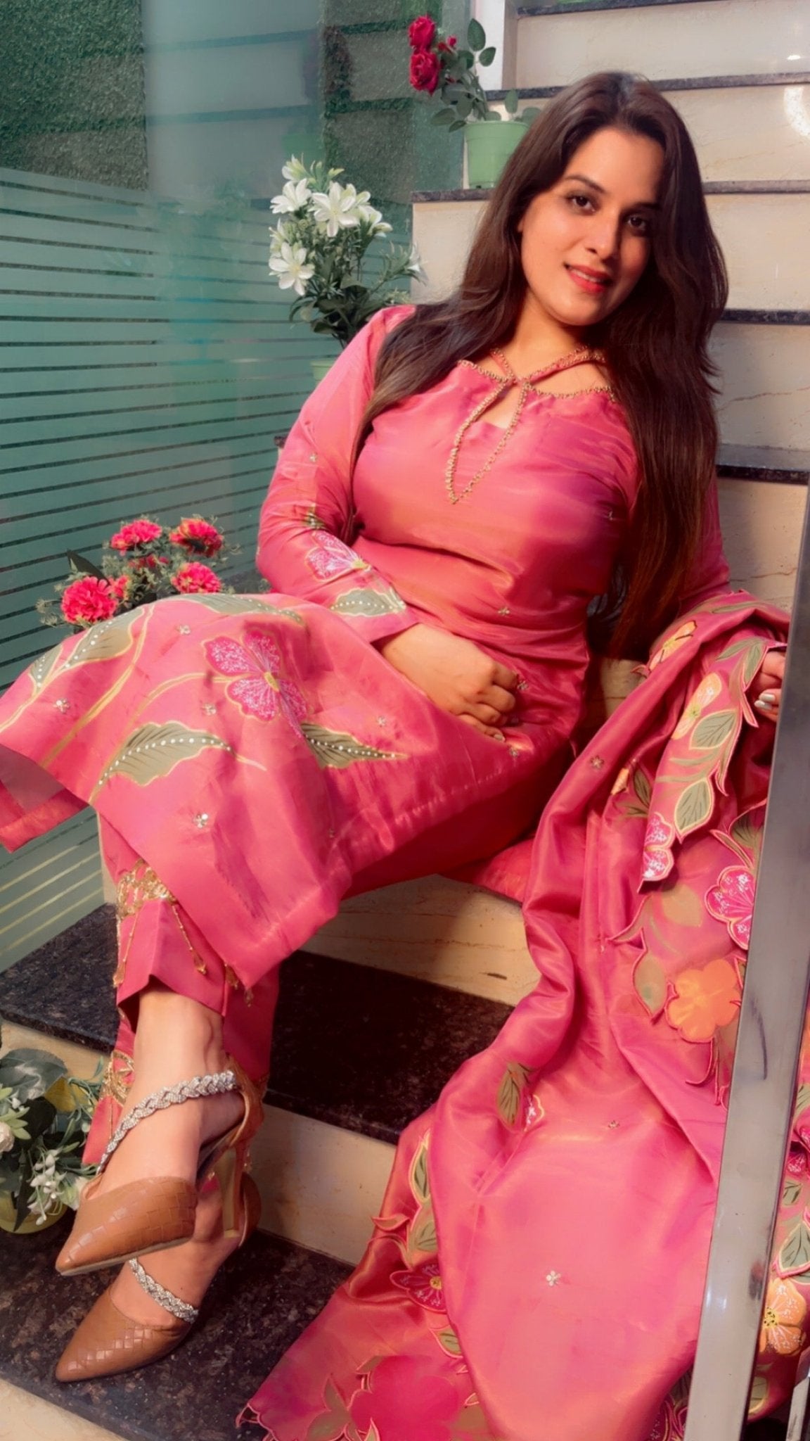 Hand Painted Partywear Suit - Kirti Kapoor Couture