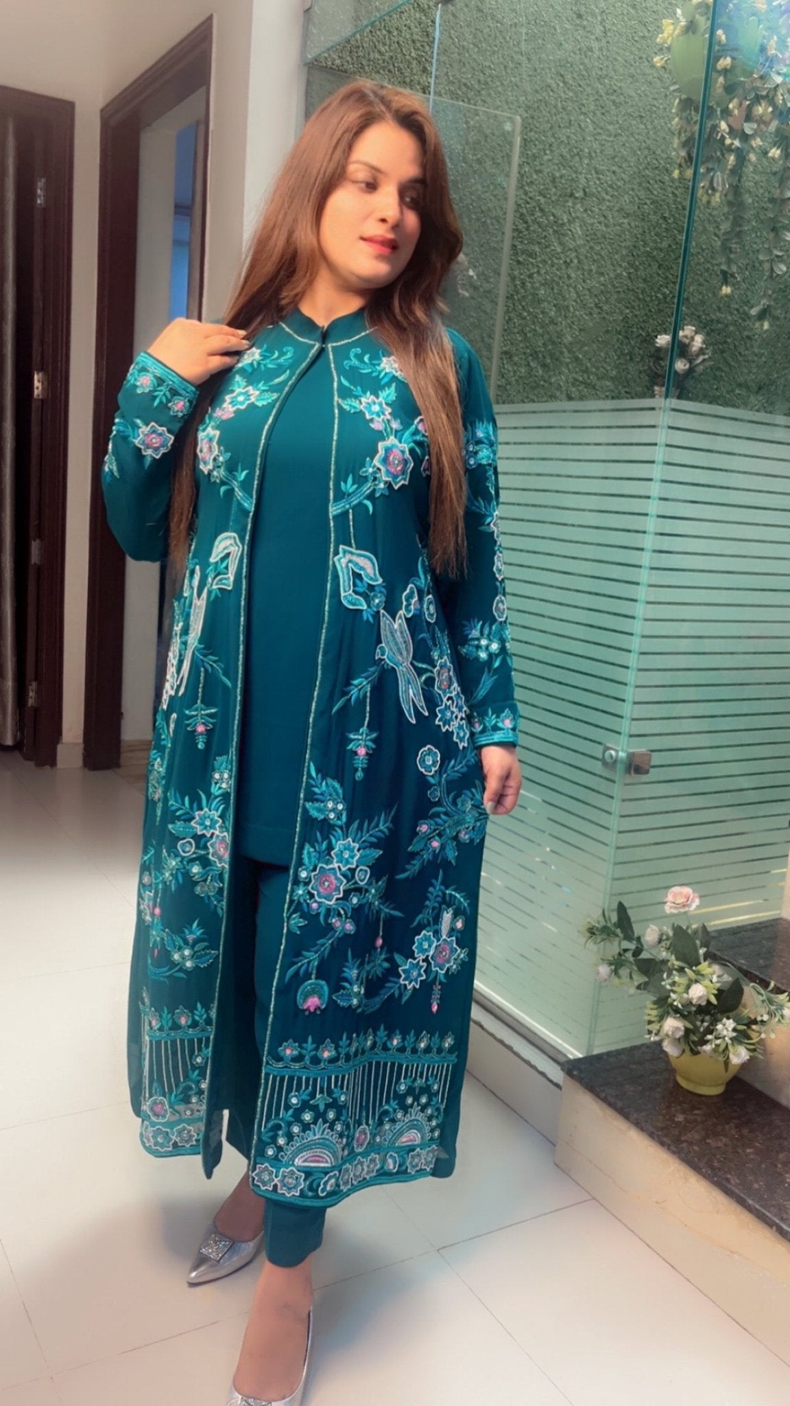 Heavy Embroidered Party wear three - piece Set - Kirti Kapoor Couture
