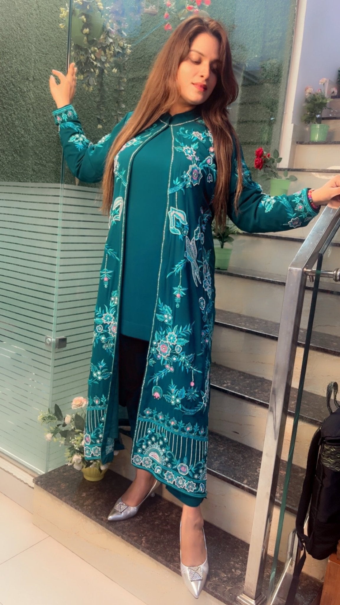 Heavy Embroidered Party wear three - piece Set - Kirti Kapoor Couture