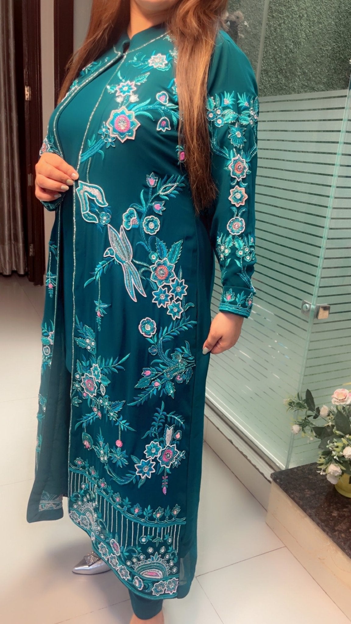 Heavy Embroidered Party wear three - piece Set - Kirti Kapoor Couture