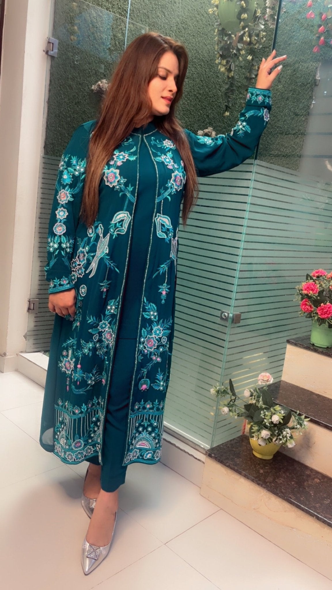Heavy Embroidered Party wear three - piece Set - Kirti Kapoor Couture