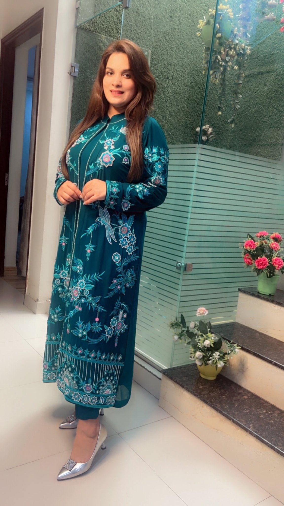 Heavy Embroidered Party wear three - piece Set - Kirti Kapoor Couture