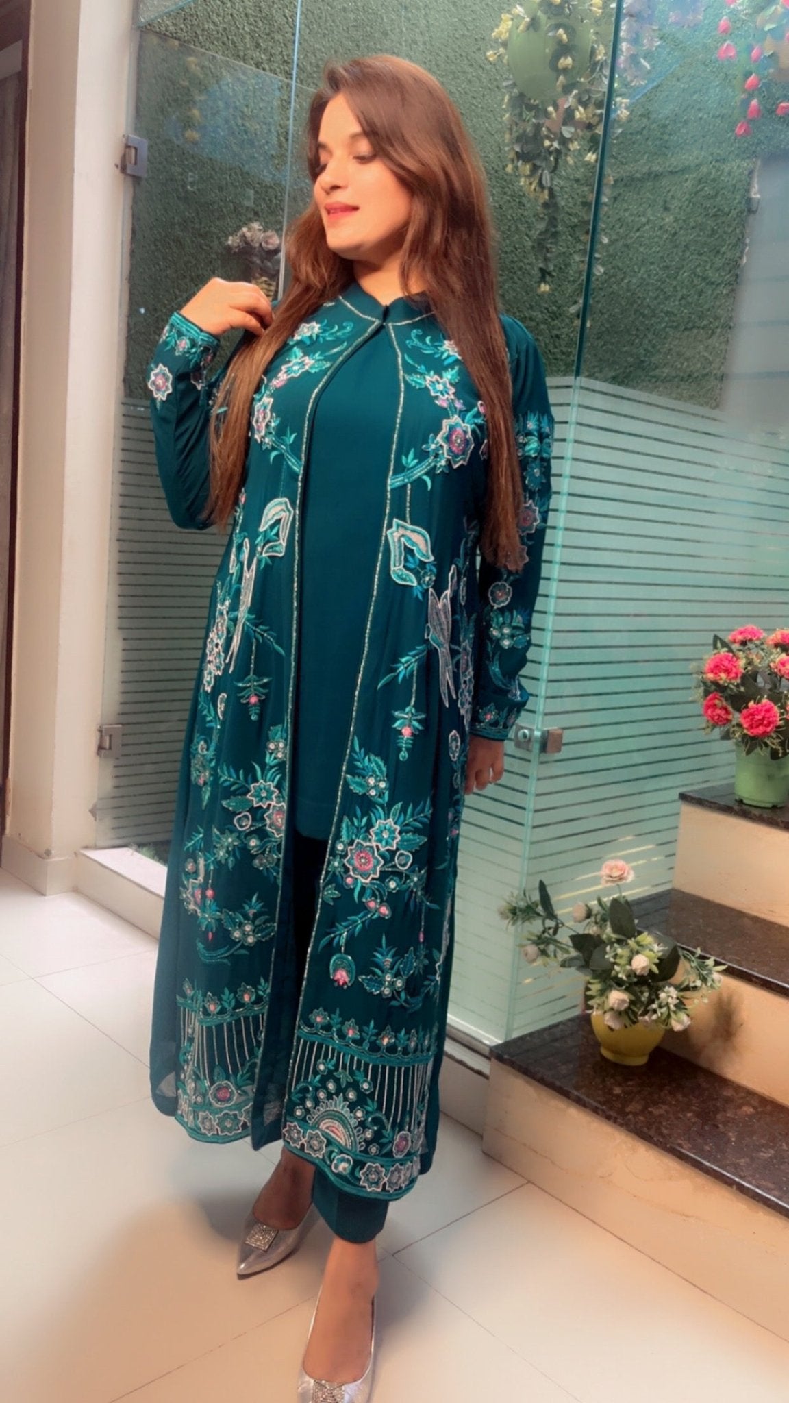 Heavy Embroidered Party wear three - piece Set - Kirti Kapoor Couture