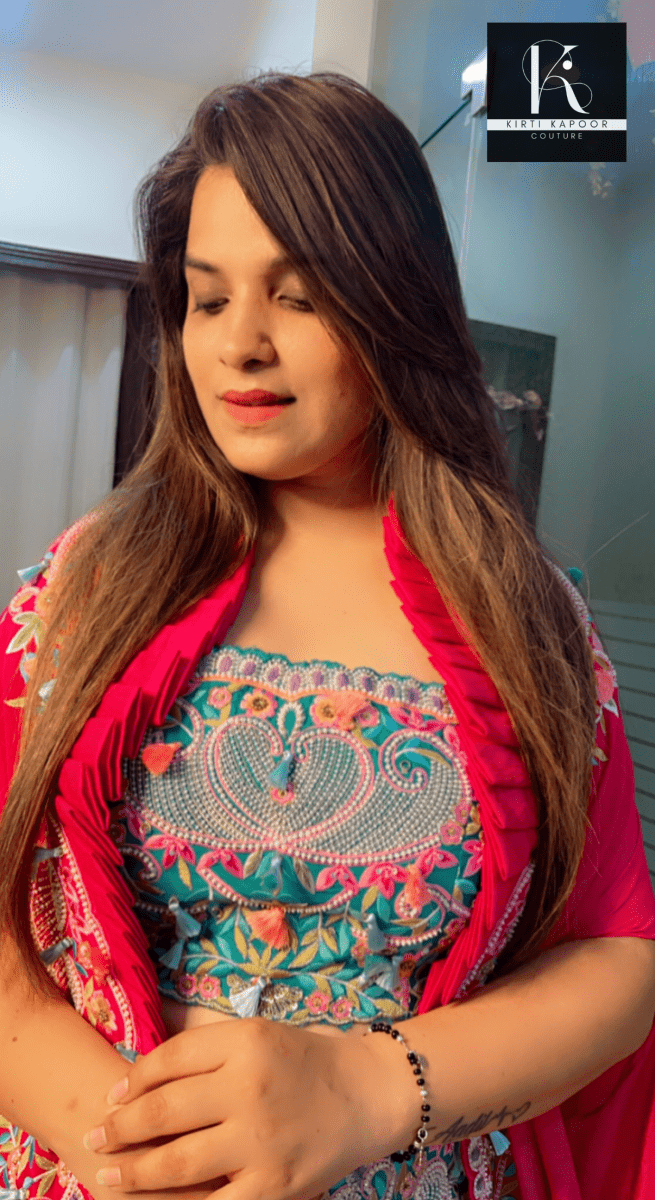 Hot - Pink Three - Piece Embroidered Dress - Kirti Kapoor Couture