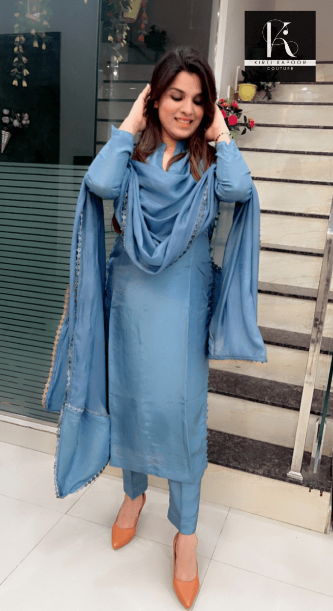 Icy - Blue Casual Wear Suit - Kirti Kapoor Couture