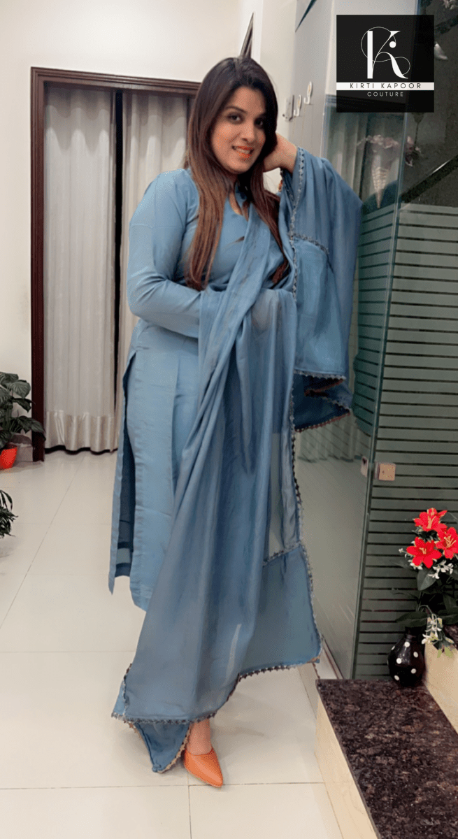 Icy - Blue Casual Wear Suit - Kirti Kapoor Couture