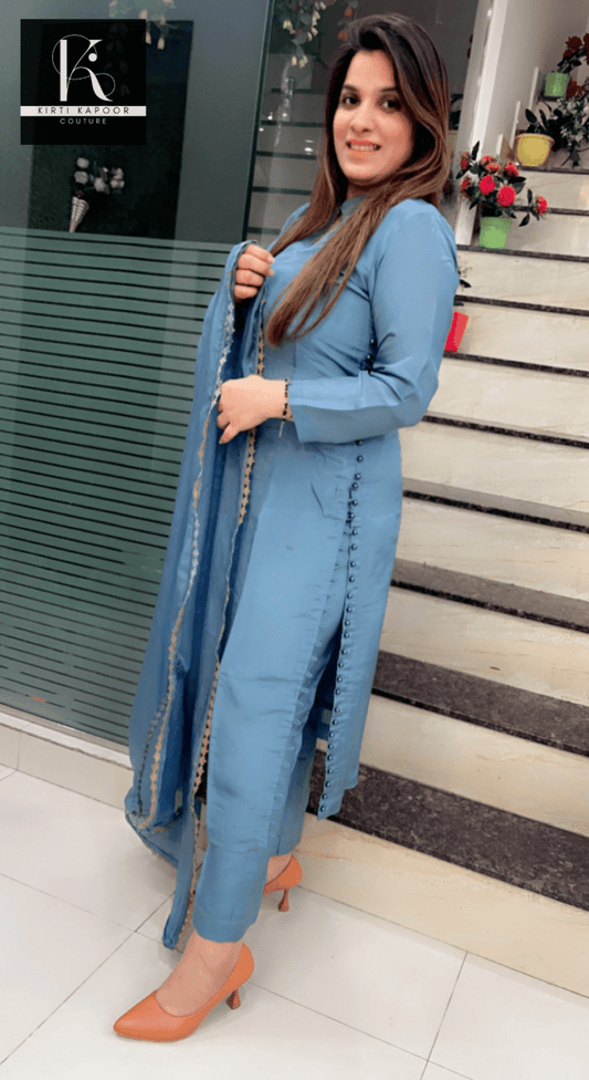 Icy - Blue Casual Wear Suit - Kirti Kapoor Couture