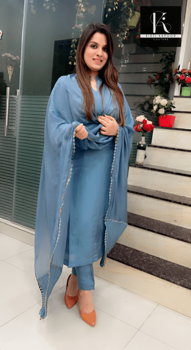 Icy - Blue Casual Wear Suit - Kirti Kapoor Couture