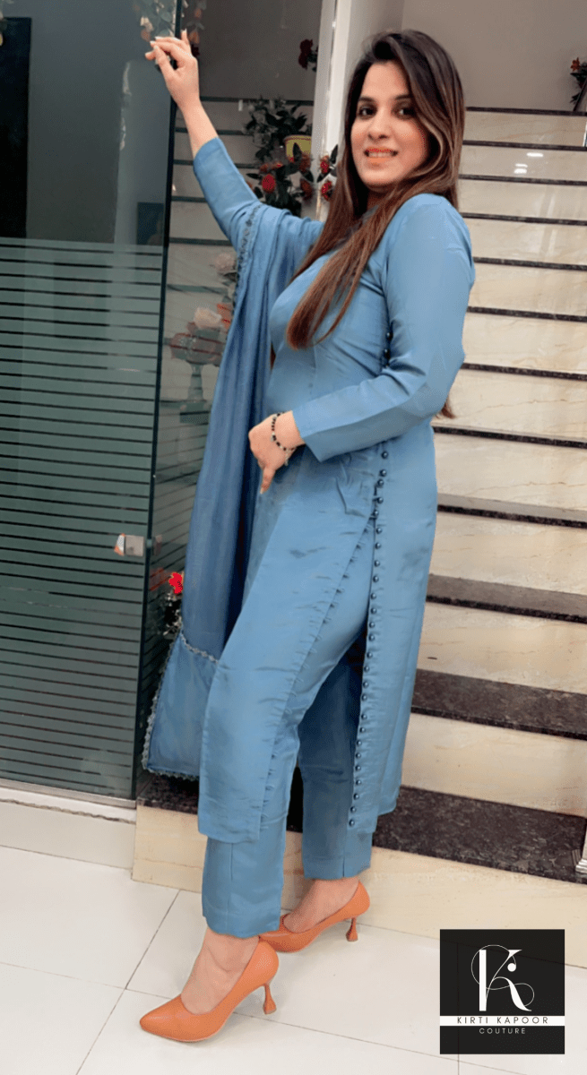 Icy - Blue Casual Wear Suit - Kirti Kapoor Couture