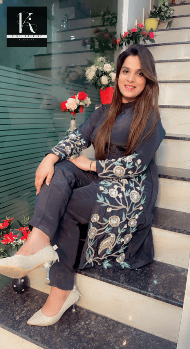 Jet Gray Embroidered Co - ord Set - Kirti Kapoor Couture
