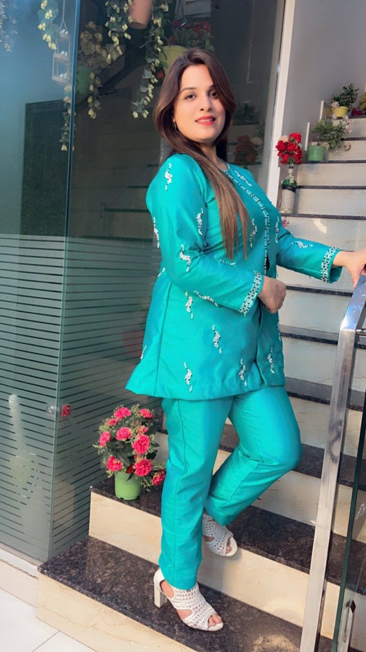 Khadi Silk Hand - Embroidered Front - Cut Set - Kirti Kapoor Couture