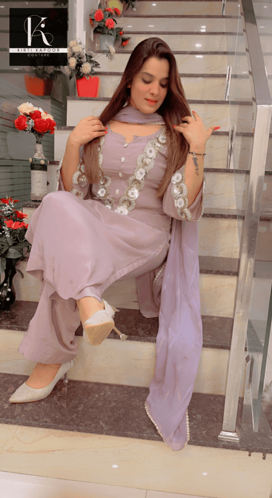 Lavender Embroidered Suit - Kirti Kapoor Couture