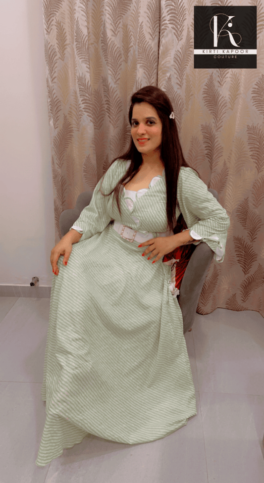 Light Green Designer Flaired Kurti - Kirti Kapoor Couture