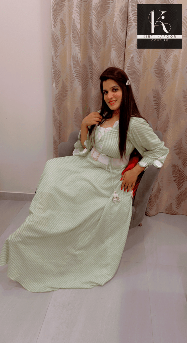 Light Green Designer Flaired Kurti - Kirti Kapoor Couture