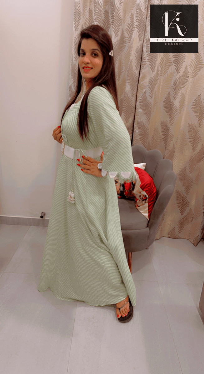 Light Green Designer Flaired Kurti - Kirti Kapoor Couture