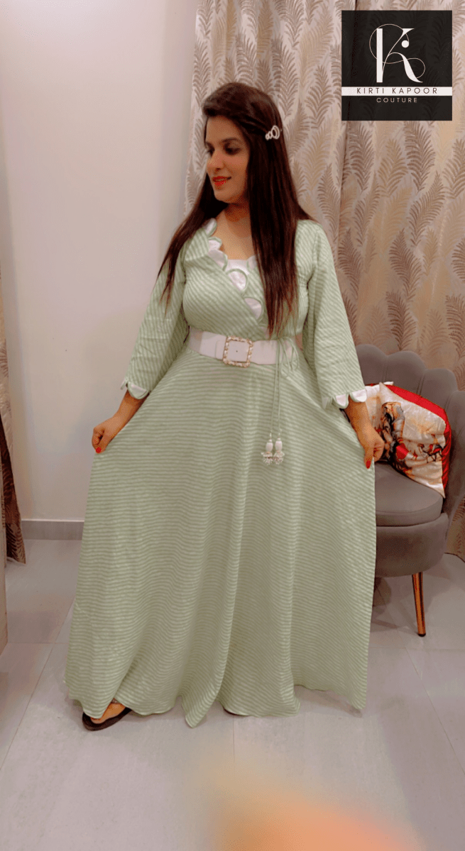 Light Green Designer Flaired Kurti - Kirti Kapoor Couture