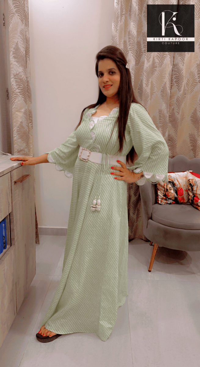 Light Green Designer Flaired Kurti - Kirti Kapoor Couture