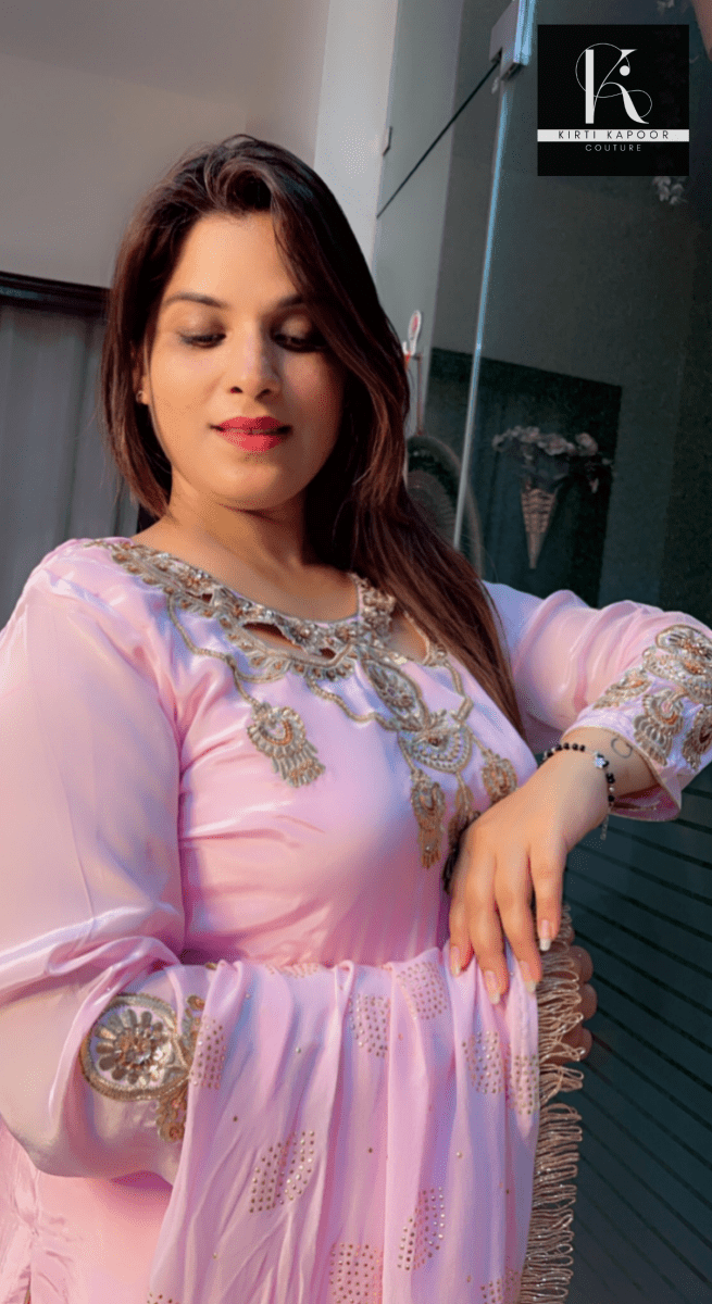 Light Pink Hand - Embroidered Suit - Kirti Kapoor Couture