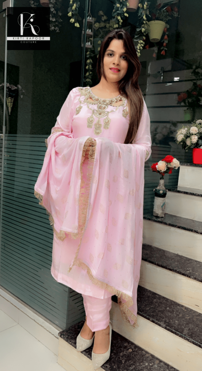 Light Pink Hand - Embroidered Suit - Kirti Kapoor Couture