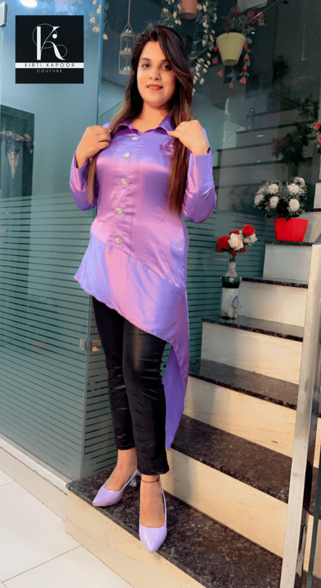 Light Purple Tail Top with Buttons - Kirti Kapoor Couture