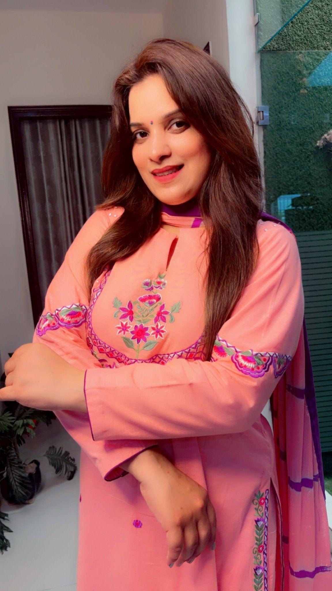 Linen Embroidered Suit - Kirti Kapoor Couture