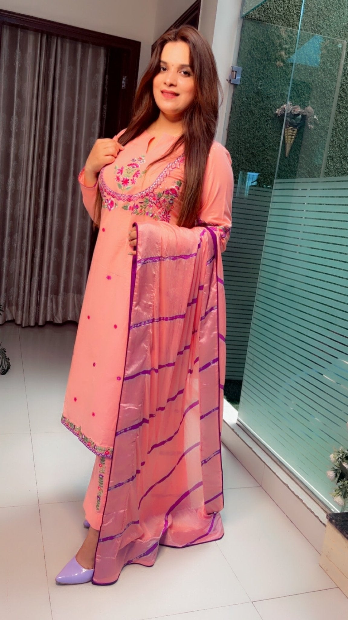 Linen Embroidered Suit - Kirti Kapoor Couture