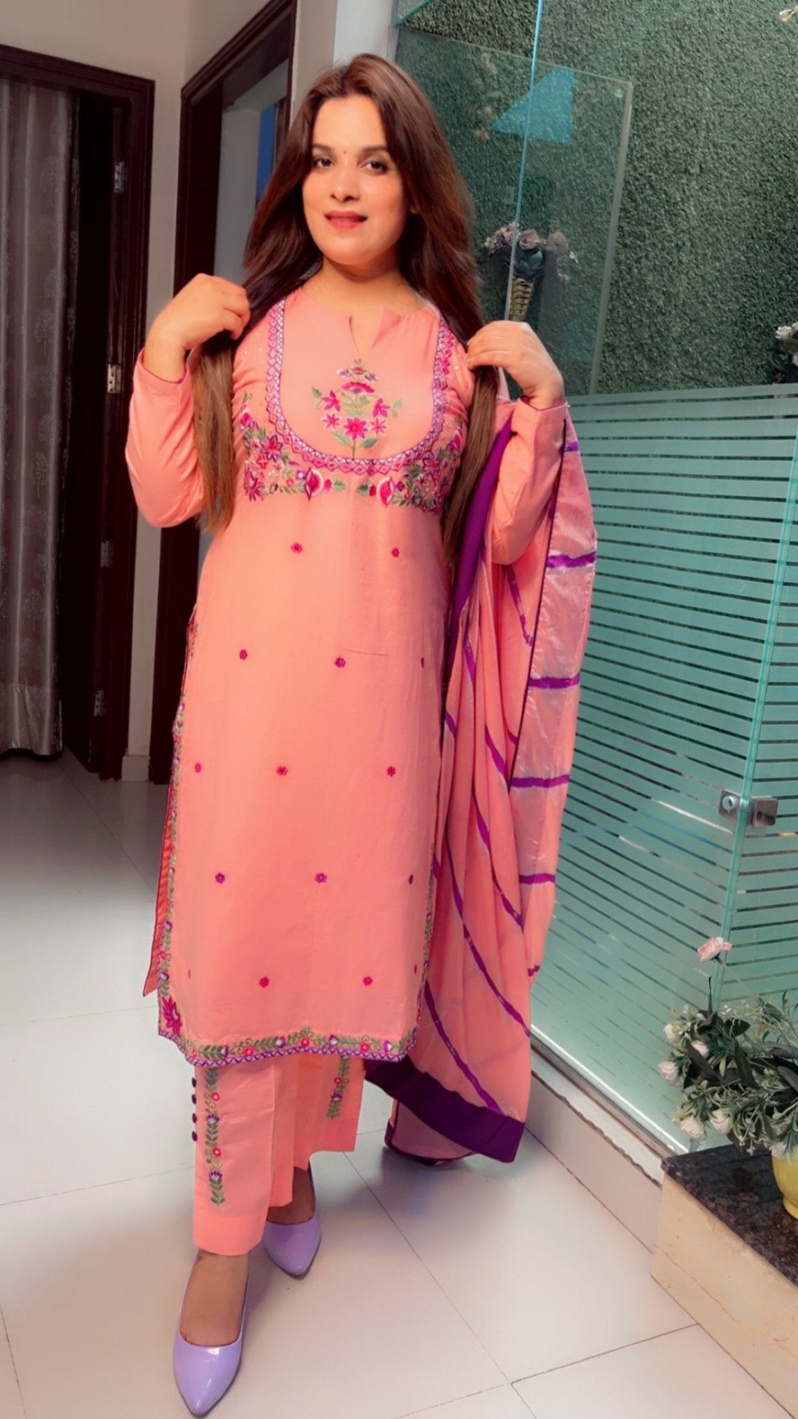Linen Embroidered Suit - Kirti Kapoor Couture