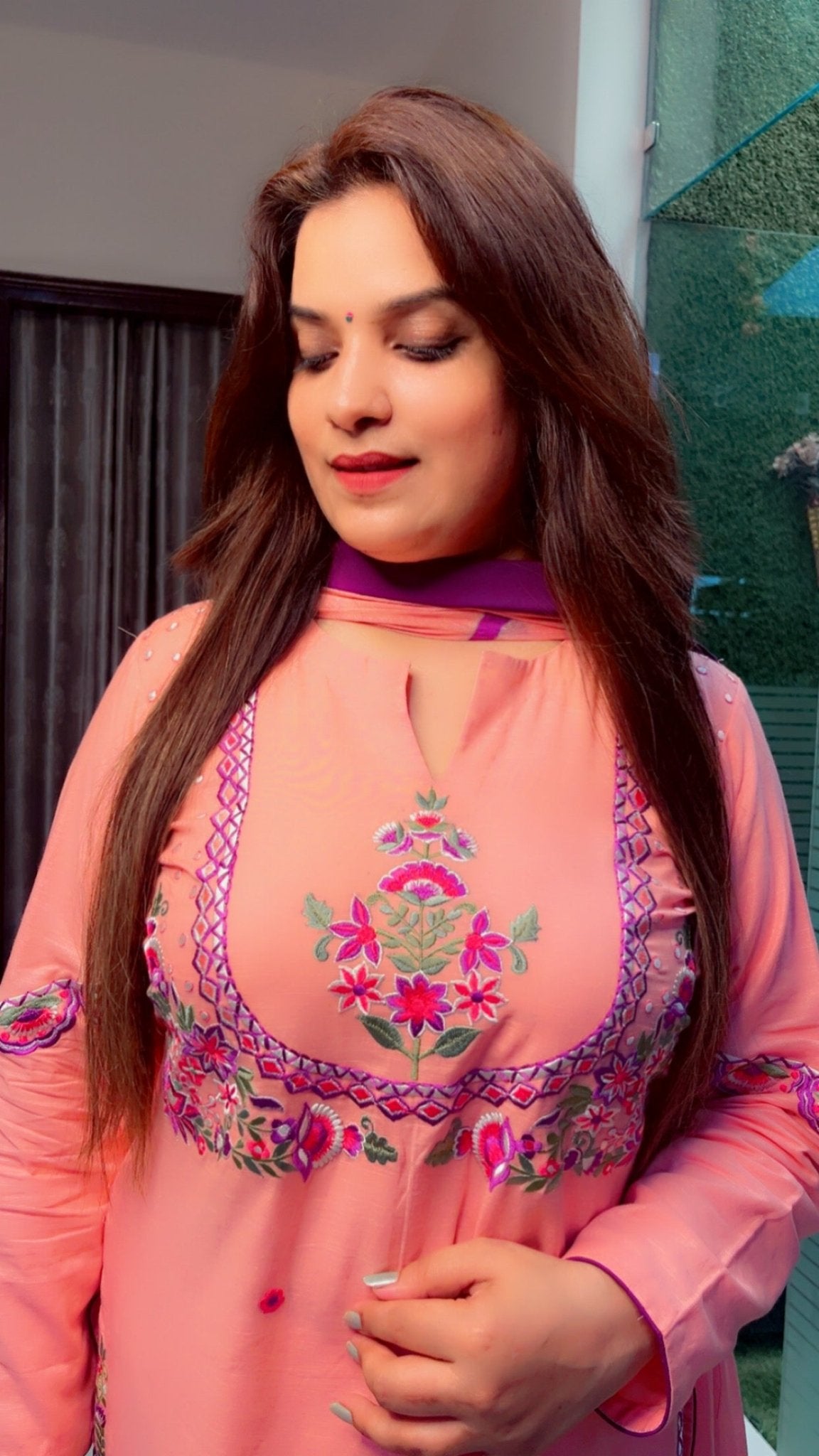 Linen Embroidered Suit - Kirti Kapoor Couture