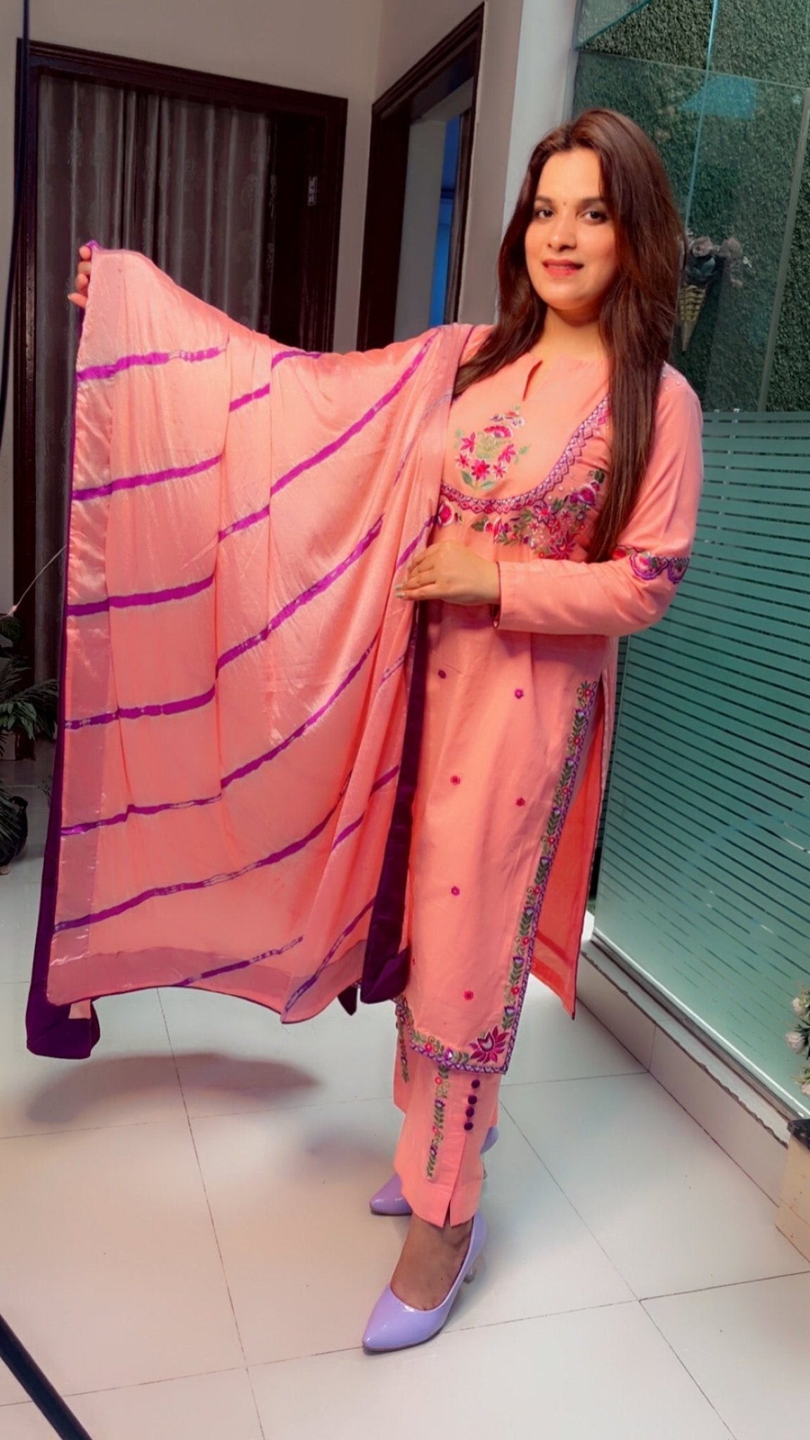 Linen Embroidered Suit - Kirti Kapoor Couture