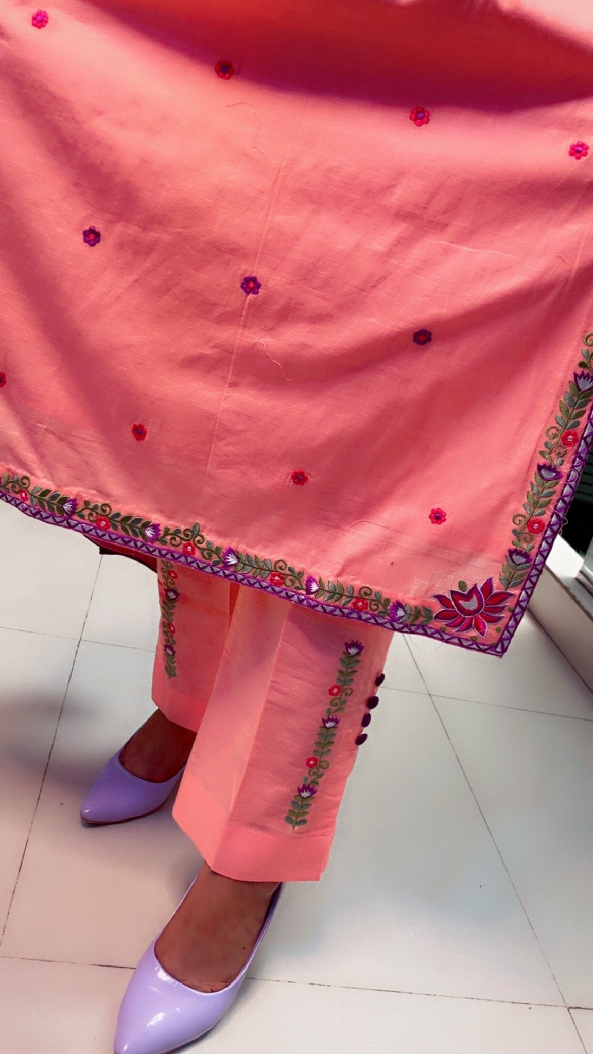 Linen Embroidered Suit - Kirti Kapoor Couture