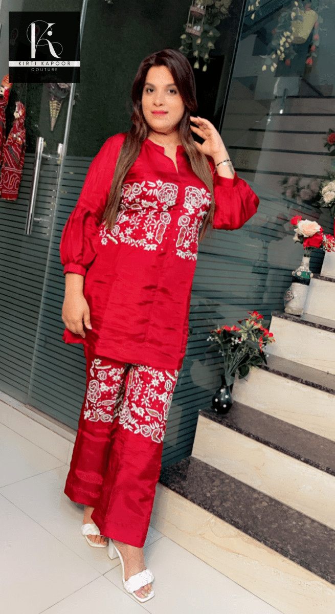 Maroon Hand - Embroidered Set - Kirti Kapoor Couture