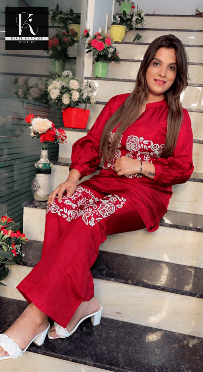 Maroon Hand - Embroidered Set - Kirti Kapoor Couture