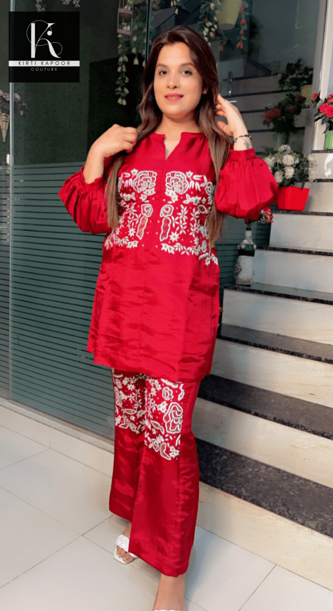Maroon Hand - Embroidered Set - Kirti Kapoor Couture