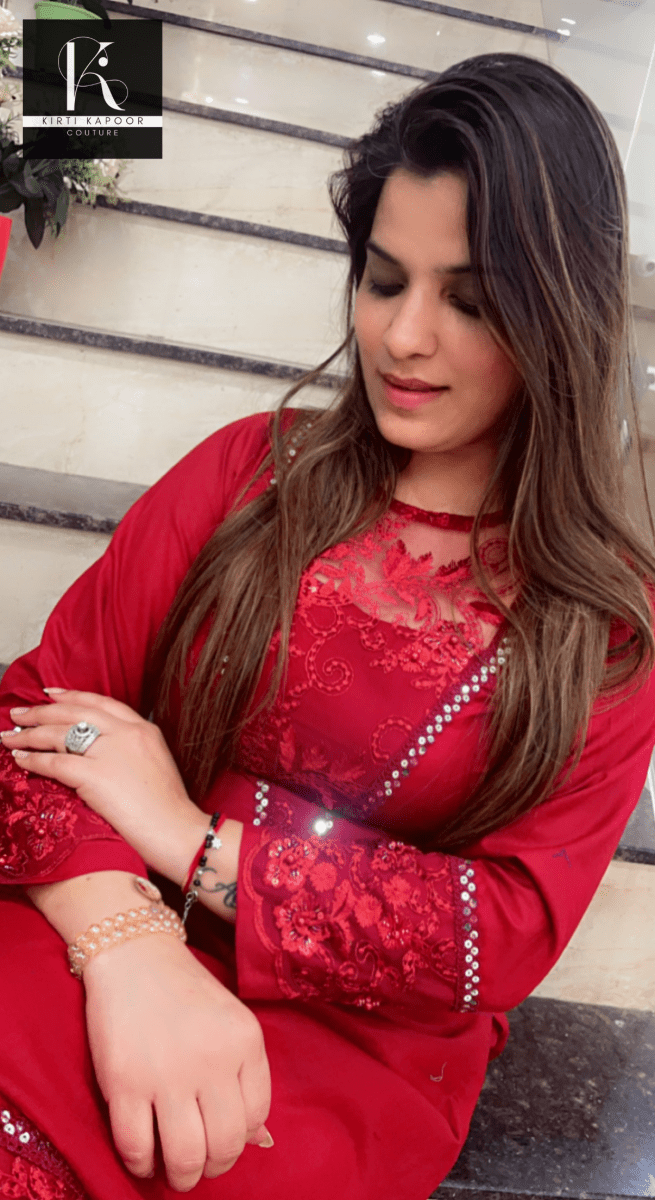 Maroon Patch - Worked Co - ord Set - Kirti Kapoor Couture