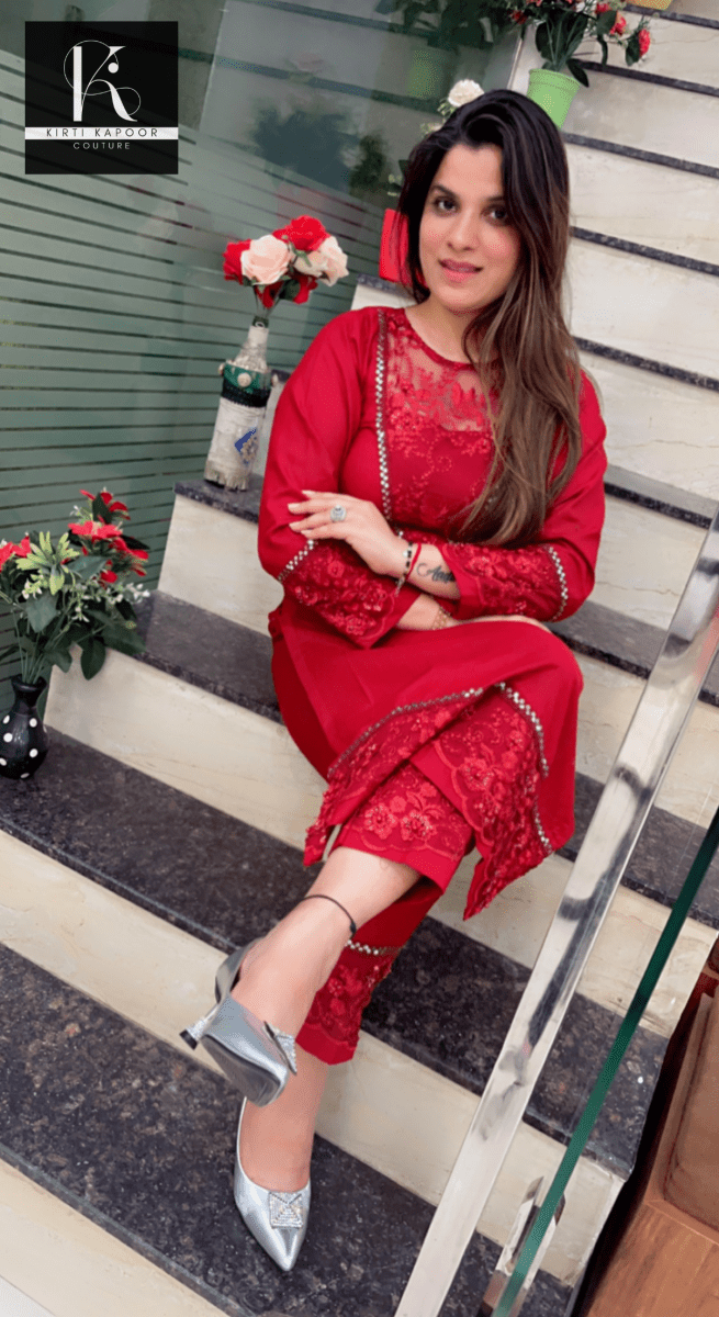 Maroon Patch - Worked Co - ord Set - Kirti Kapoor Couture