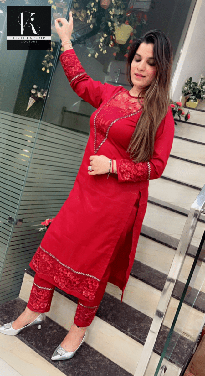 Maroon Patch - Worked Co - ord Set - Kirti Kapoor Couture