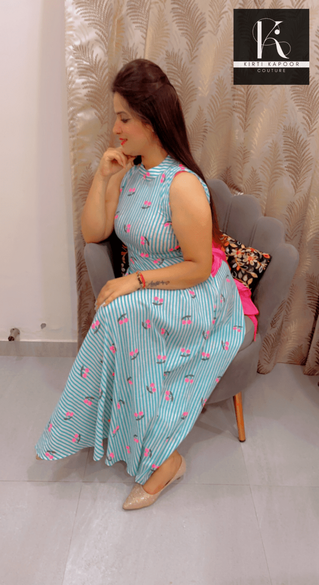 Maxi Dress With Back Falling Bow Style - Kirti Kapoor Couture