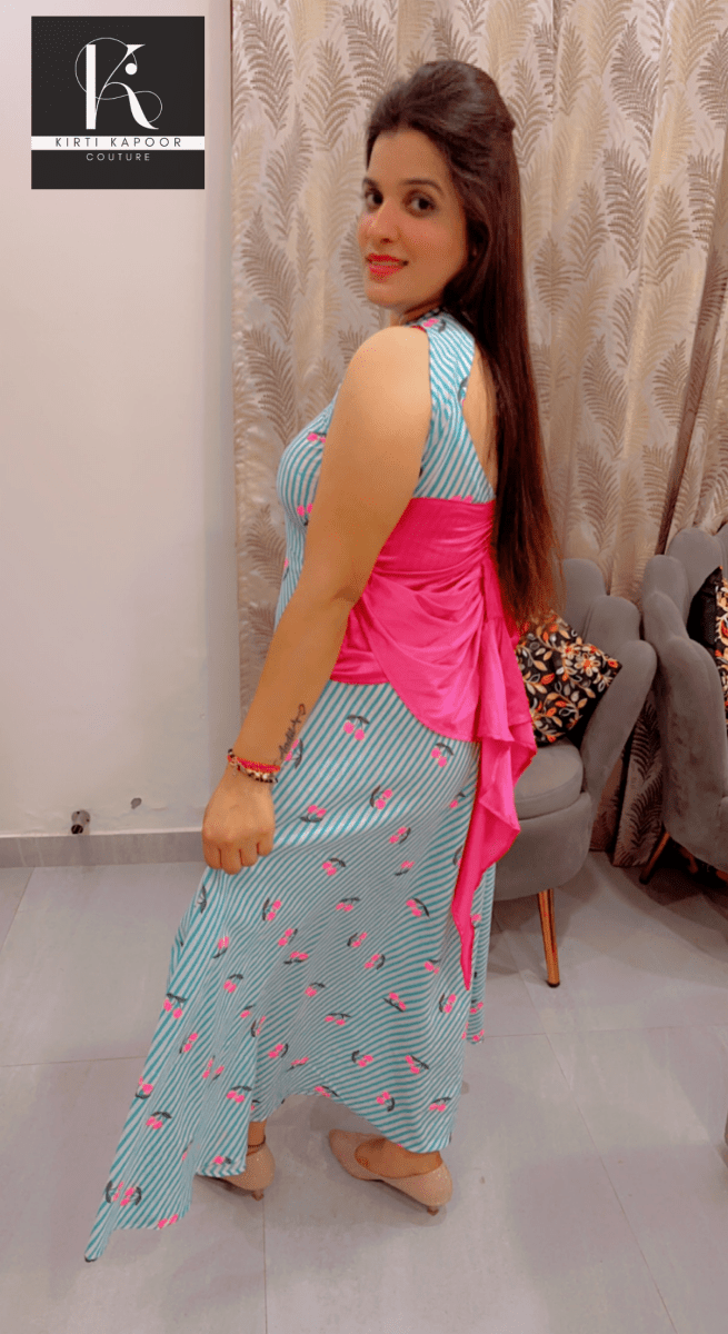 Maxi Dress With Back Falling Bow Style - Kirti Kapoor Couture