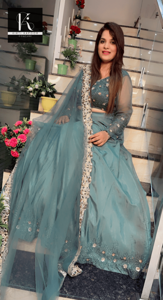 Moss Green Hand - Embroidered Lehenga - Choli - Kirti Kapoor Couture